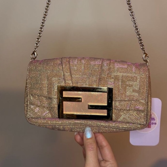 Fendi Gold & Pink Zucca Mia Pochette - Picture 2 of 9